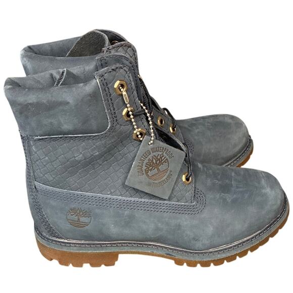 Timberland Womens 6.5 Gray Leather AF 6in Premium Boot Waterproof Lace Up LB1-11 - Picture 1 of 6